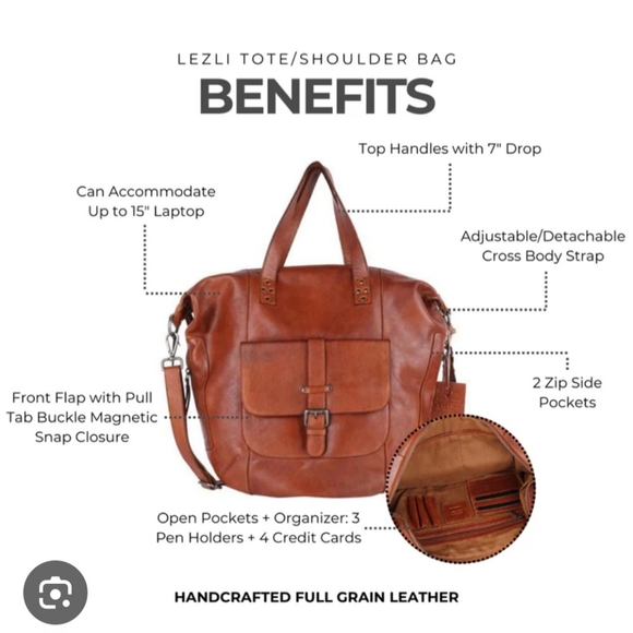 Latico Tan Leather Tote Bag - Picture 5 of 6